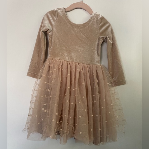 Champagne Velvet and Tulle Holiday Dress | 2T | NWOT - Picture 1 of 6